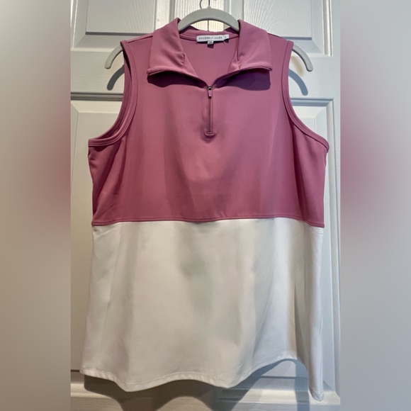 Sincerely Jules pink & white golf active top - large - zippered neck. BOGO - Picture 3 of 8